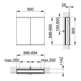Зеркальный шкаф Keuco Royal Modular 800200091100000 90 см
